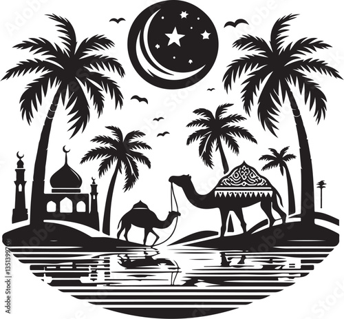 Desert Camel Caravan SVG Vector Bundle