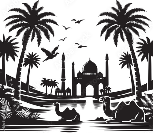 Desert Camel Caravan SVG Vector Bundle