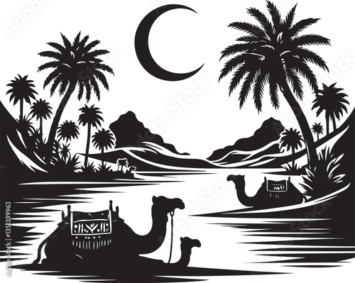 Desert Camel Caravan SVG Vector Bundle