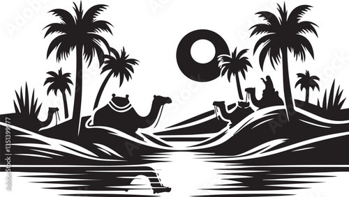 Desert Camel Caravan SVG Vector Bundle