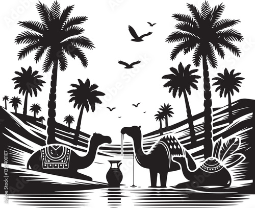 Desert Camel Caravan SVG Vector Bundle
