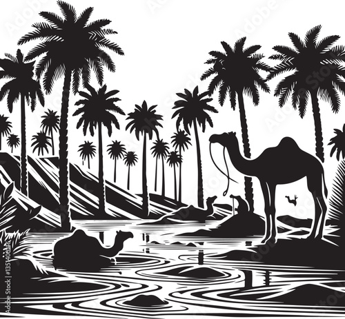 Desert Camel Caravan SVG Vector Bundle
