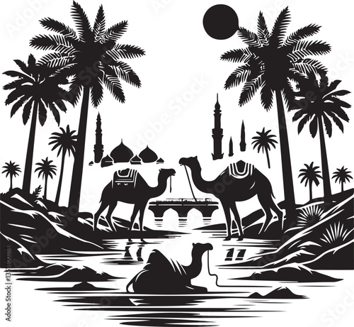 Desert Camel Caravan SVG Vector Bundle