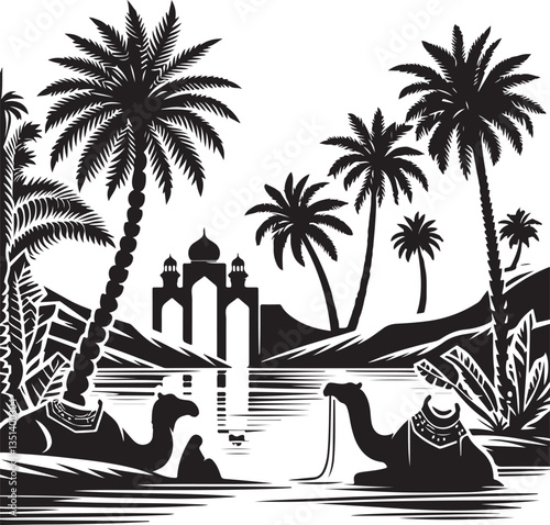 Desert Camel Caravan SVG Vector Bundle