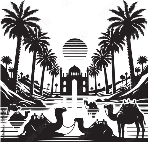 Desert Camel Caravan SVG Vector Bundle