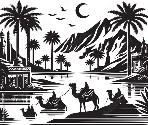 Desert Camel Caravan SVG Vector Bundle