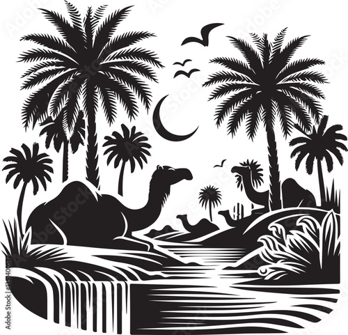 Desert Camel Caravan SVG Vector Bundle