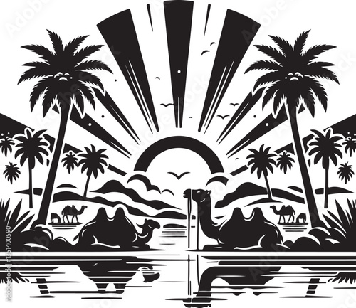 Desert Camel Caravan SVG Vector Bundle