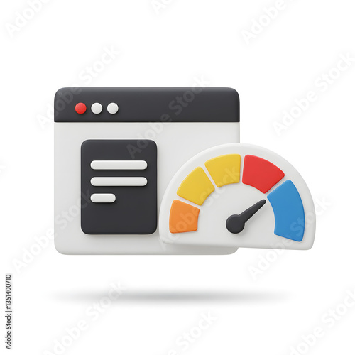 Website Speed and Performance Optimization 3D Dashboard Icon