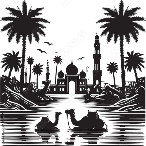 Desert Camel Caravan SVG Vector Bundle