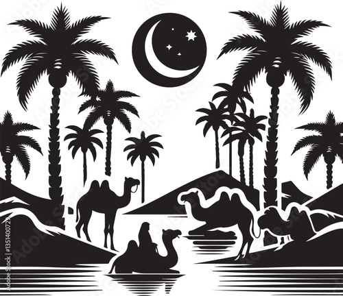 Desert Camel Caravan SVG Vector Bundle