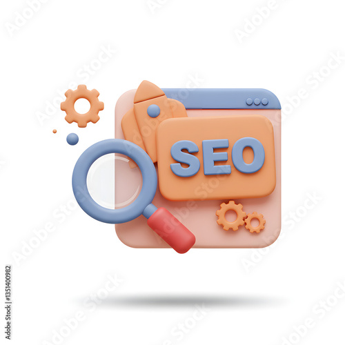 SEO Search Optimization and Digital Marketing  3D Illustration