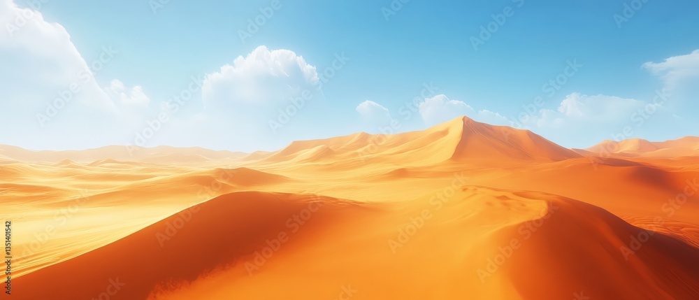 Naklejka premium The sun is setting over a vast sand dune in the desert