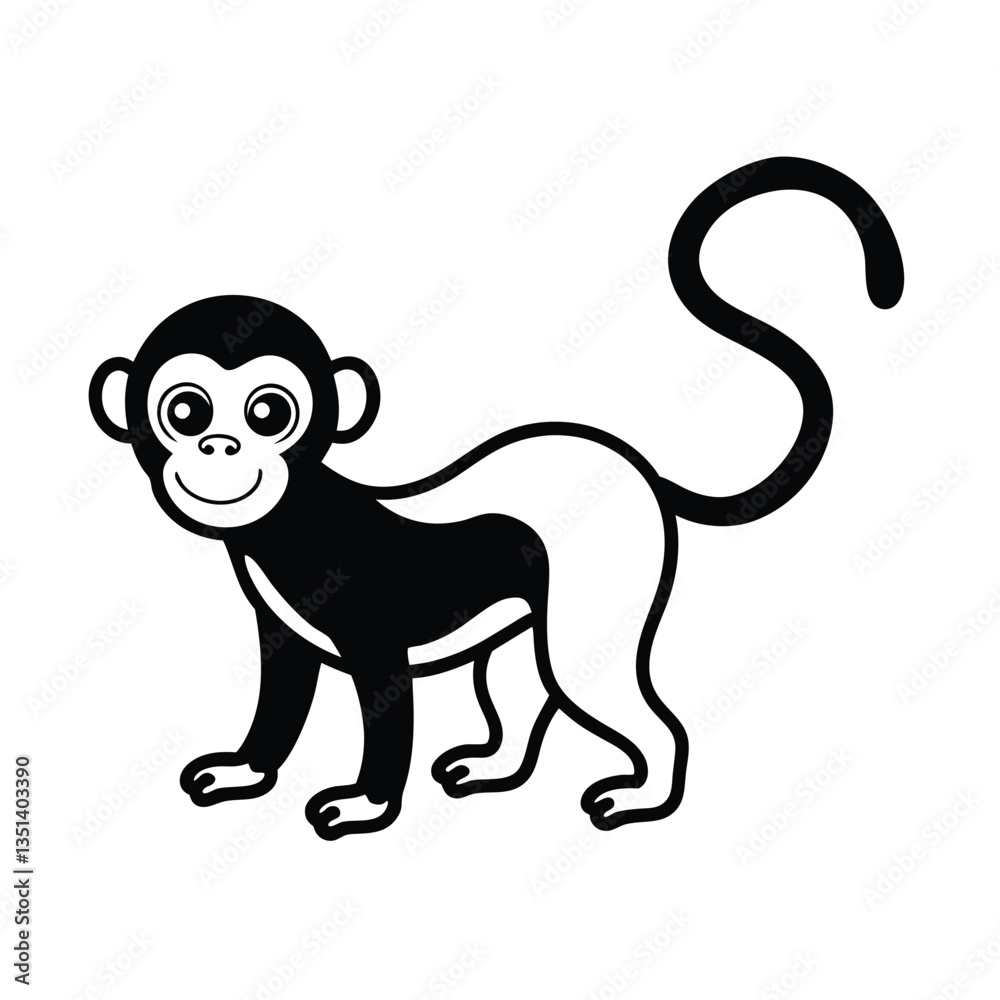 Obraz premium Happy Funny Monkey Cartoon Clipart Vector Art Illustration for Kids 