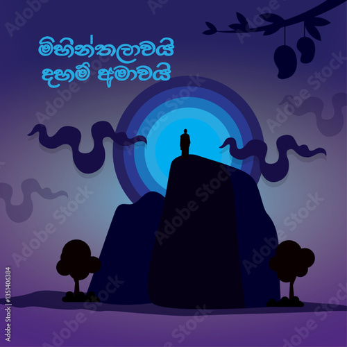Poson Poya Day. Sri Lanka Buddhist Poson Day Celebration post with Mihinthale 