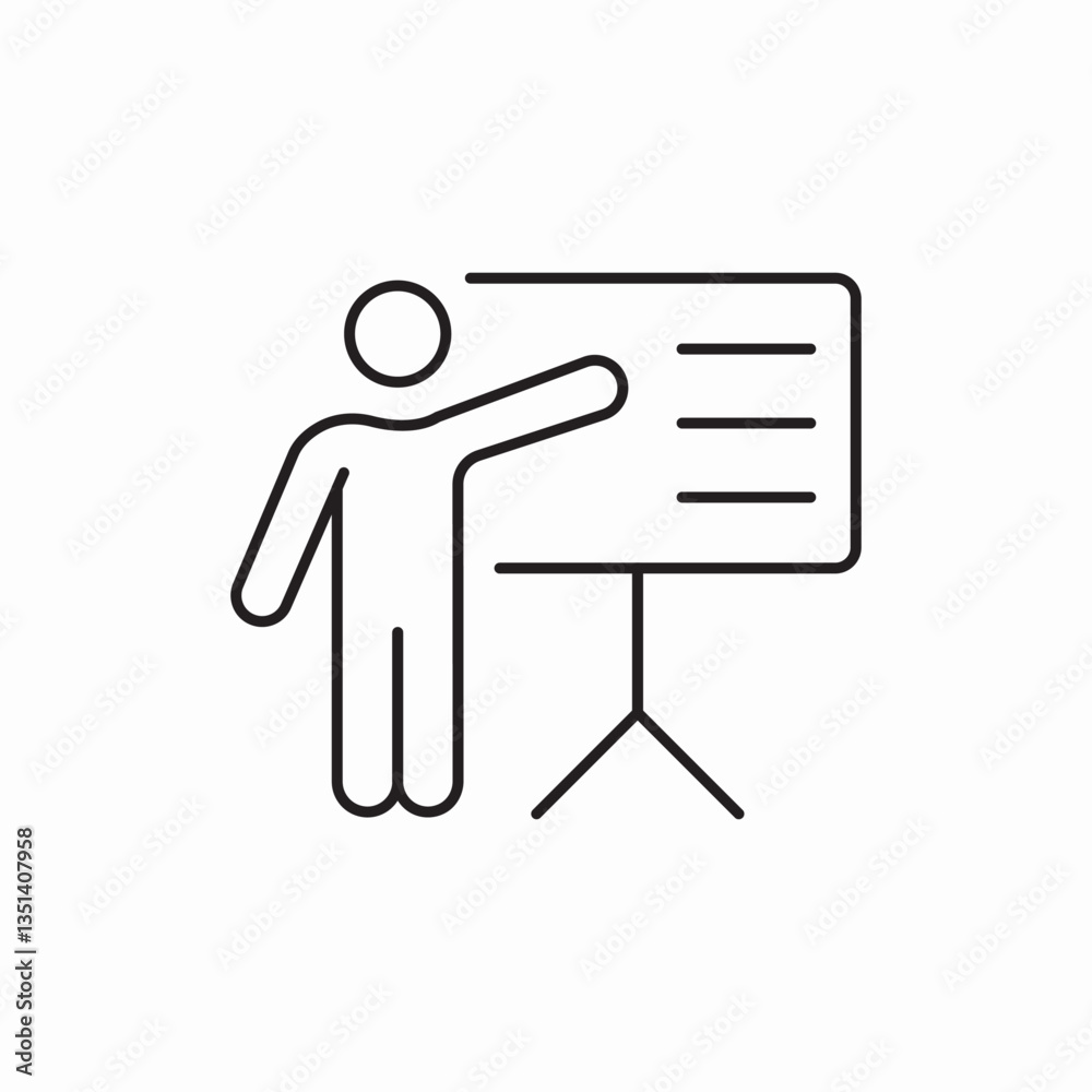 Presenter training presentation document icon vector sign