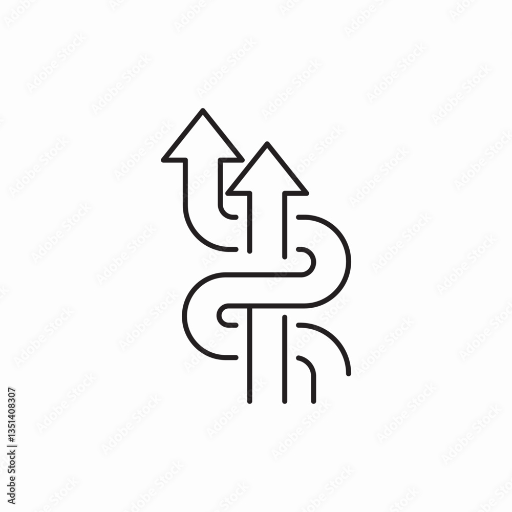 Growth direction upward path icon vector sign Growth direction upward path icon vector sign