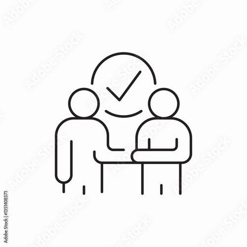 Team approval check mark icon vector sign