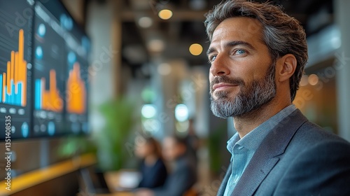 A professional presenting a B2B lead generation strategy to a corporate team in a sleek boardroom