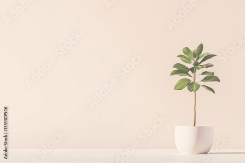 Wallpaper Mural minimalist indoor plant in simple white pot against neutral background positioned in diffused natural light creating Torontodigital.ca