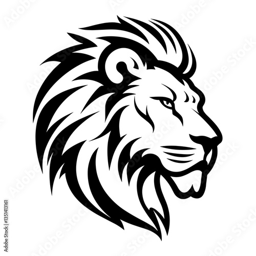 Wallpaper Mural Detailed black and white illustration of a lion head, perfect for graphic design and wildlife projects. Torontodigital.ca