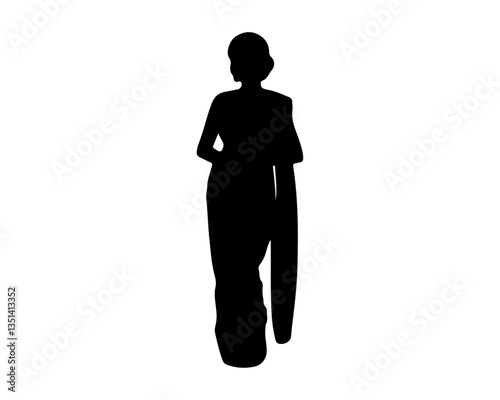Silhouette of a woman in a traditional sari 