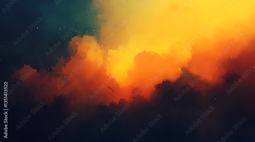 Fototapeta premium A beautiful artistic painting of a colorful celestial panorama