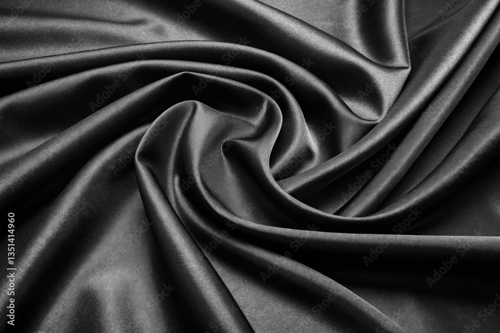 Obraz premium Silky Black Fabric With Elegant Folds and Drapes Generative AI