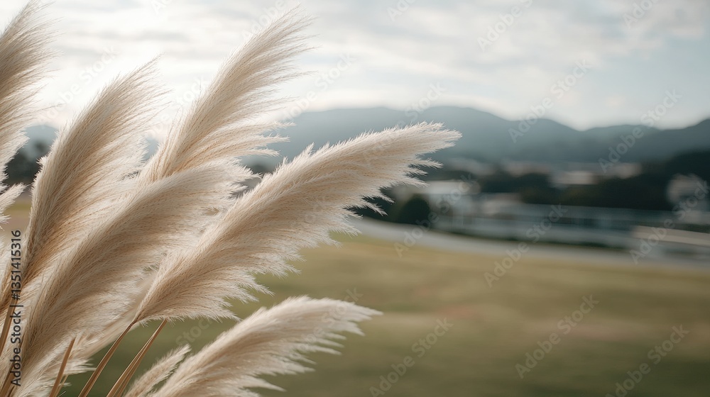 Ecology and Ecosystem Balance, Pampas grass sways gently in a blurred landscape, creating a serene, natural scene. Ecology and Ecosystem Balance, Pampas grass sways gently in a blurred landscape, creating a serene, natural scene.