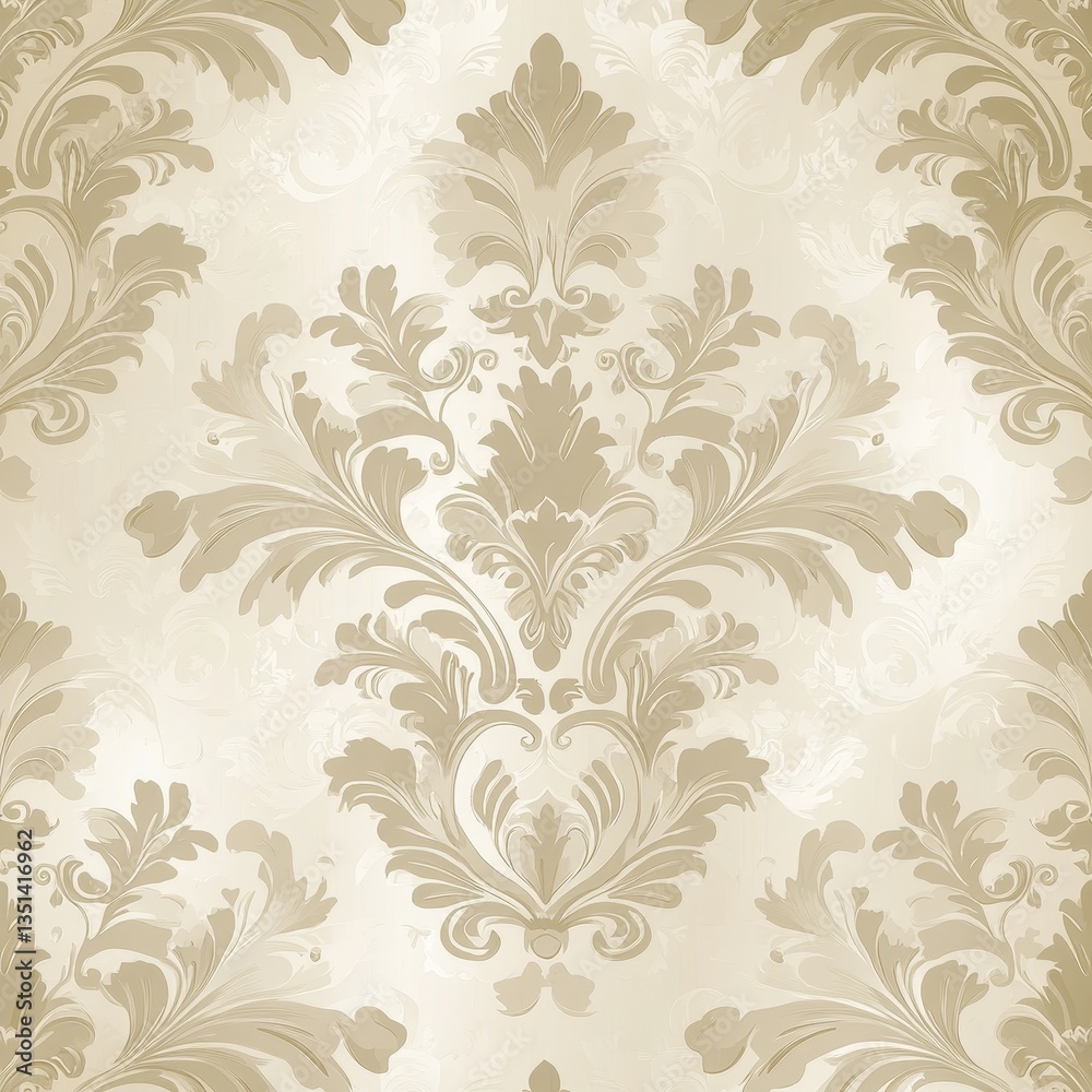Elegant Damask Pattern with a Neutral Color Palette for Interior Design Applications. Elegant Damask Pattern with a Neutral Color Palette for Interior Design Applications.
