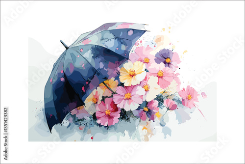 Summer Watercolor Floral Umbrella Set
