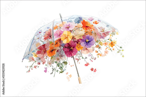 Summer Watercolor Floral Umbrella Set