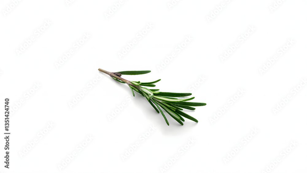 Fototapeta premium sprig of rosemary with needle-like leaves and a woody stem