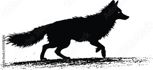 Running Fox Silhouette Vector - Wild Animal Graphic for Nature Designs, Black and White Clip Art, EPS Format for Designers