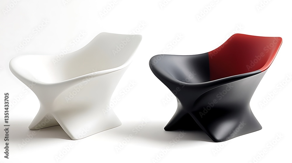 Modern chairs with white, red, and black. Modern chairs with white, red, and black.