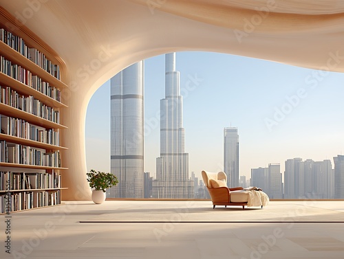 Dubai Skyline Library View.