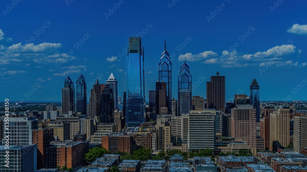 Fototapeta premium Vibrant City Skyline with Investment Firms