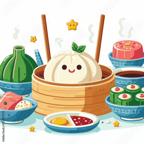 dim sum, food, chinese, meal, asian, china, lunch, dumpling, cuisine, restaurant, chinese food, dumplings, asia, breakfast, meat, delicious, snack, bamboo, steam, steamed, dim, sum, tasty, illustratio