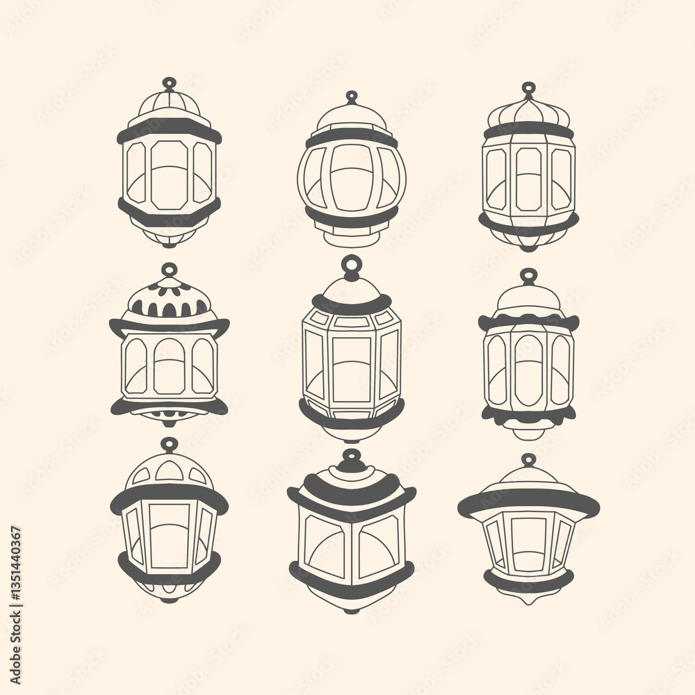 Islamic lantern line art Islamic lantern line art