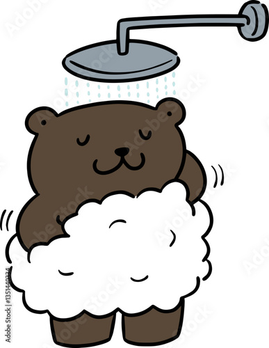 Illustration of bear bathing