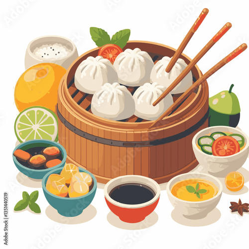 dim sum, food, chinese, meal, asian, china, lunch, dumpling, cuisine, restaurant, chinese food, dumplings, asia, breakfast, meat, delicious, snack, bamboo, steam, steamed, dim, sum, tasty, illustratio