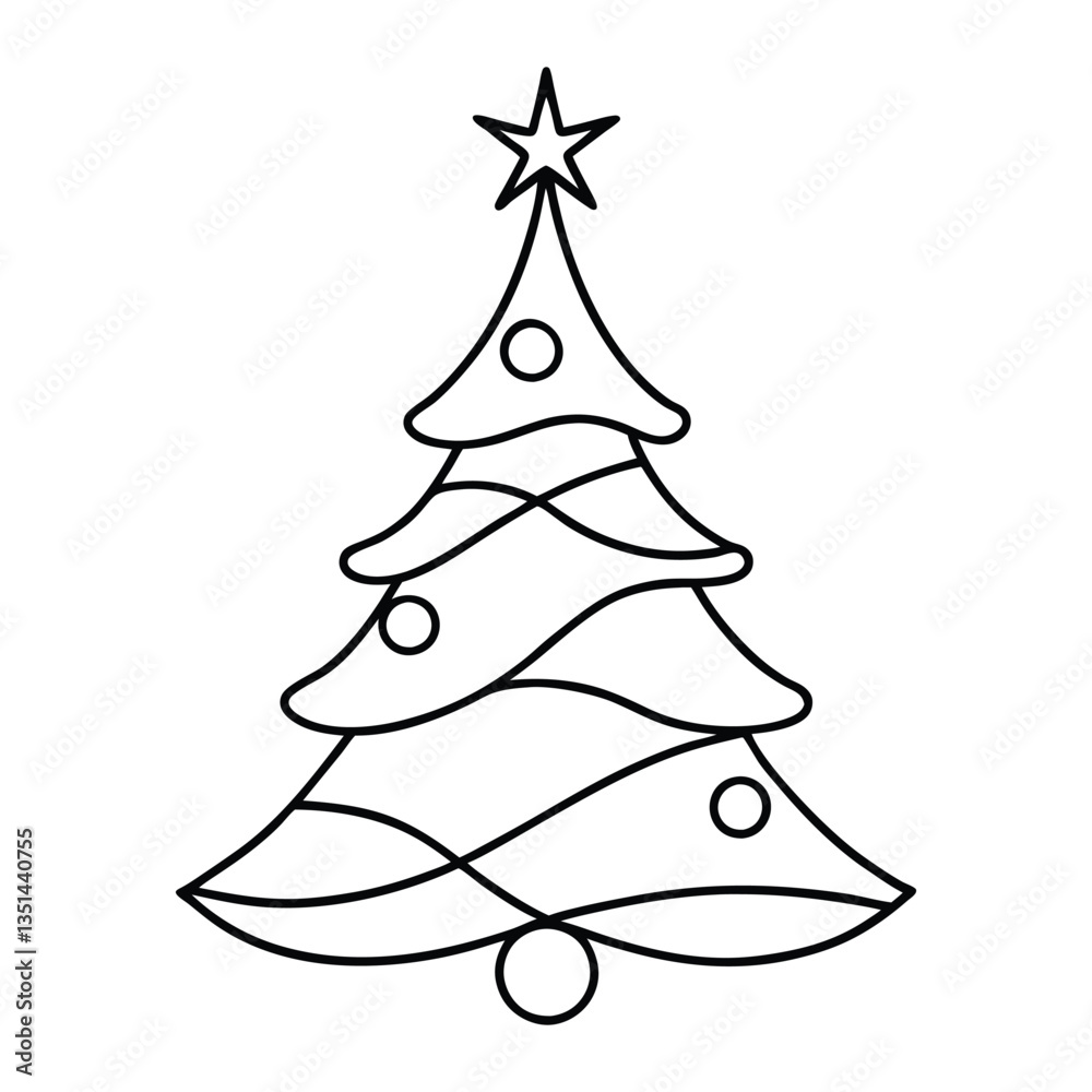 line drawing of a christmas tree vector illustration line drawing of a christmas tree vector illustration