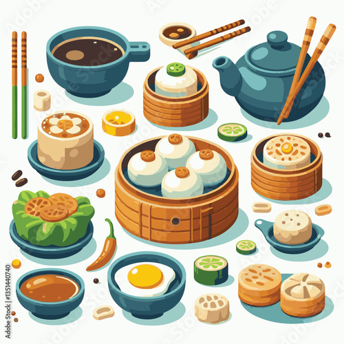dim sum, food, chinese, meal, asian, china, lunch, dumpling, cuisine, restaurant, chinese food, dumplings, asia, breakfast, meat, delicious, snack, bamboo, steam, steamed, dim, sum, tasty, illustratio