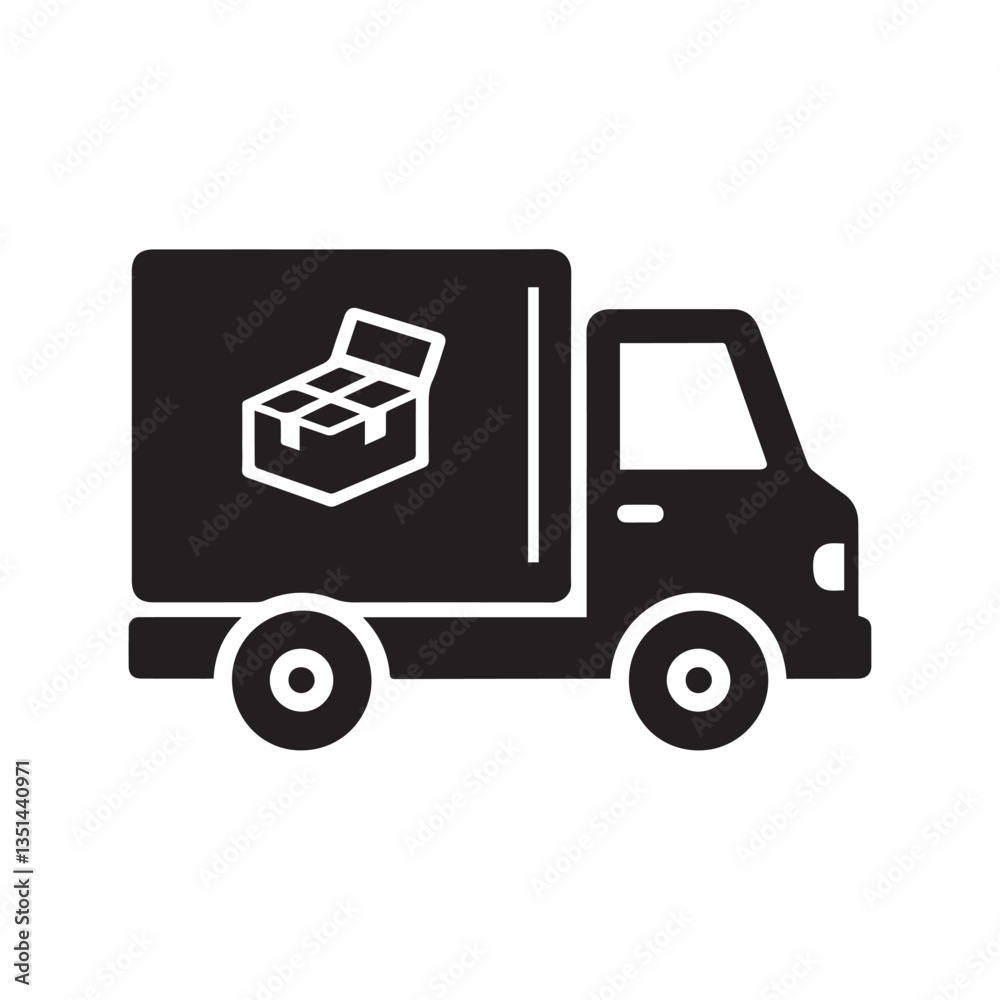 Fototapeta premium Simple delivery truck icon on a white background