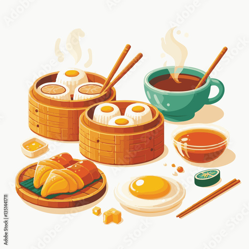 dim sum, food, chinese, meal, asian, china, lunch, dumpling, cuisine, restaurant, chinese food, dumplings, asia, breakfast, meat, delicious, snack, bamboo, steam, steamed, dim, sum, tasty, illustratio
