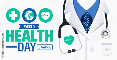 World Health Day background banner or poster design template. observed every year in  April. Holiday concept. Use to any Template, card, poster, placard, template.