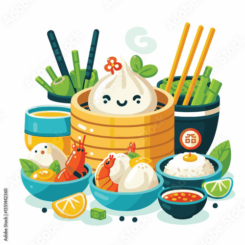 dim sum, food, chinese, meal, asian, china, lunch, dumpling, cuisine, restaurant, chinese food, dumplings, asia, breakfast, meat, delicious, snack, bamboo, steam, steamed, dim, sum, tasty, illustratio