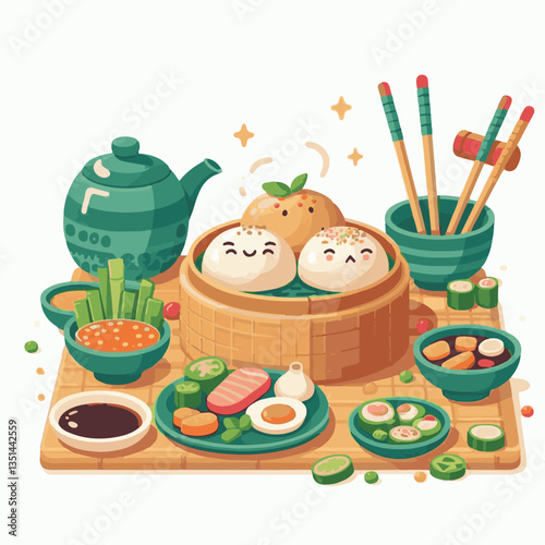 dim sum, food, chinese, meal, asian, china, lunch, dumpling, cuisine, restaurant, chinese food, dumplings, asia, breakfast, meat, delicious, snack, bamboo, steam, steamed, dim, sum, tasty, illustratio