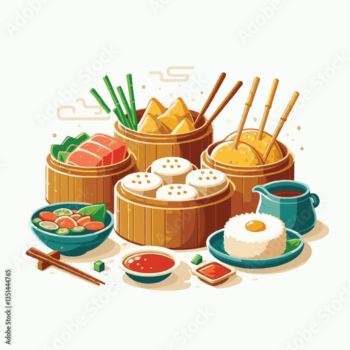 dim sum, food, chinese, meal, asian, china, lunch, dumpling, cuisine, restaurant, chinese food, dumplings, asia, breakfast, meat, delicious, snack, bamboo, steam, steamed, dim, sum, tasty, illustratio