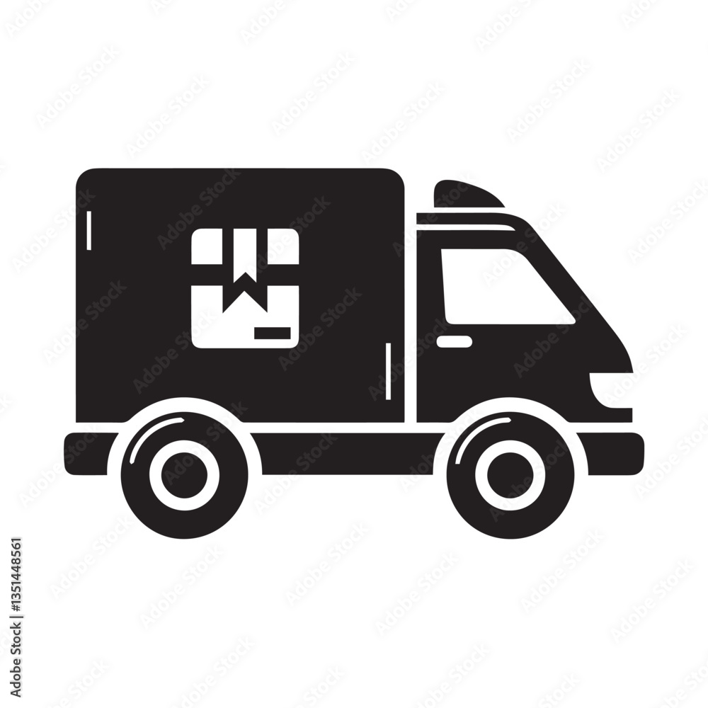 Simple delivery truck icon on a white background Simple delivery truck icon on a white background
